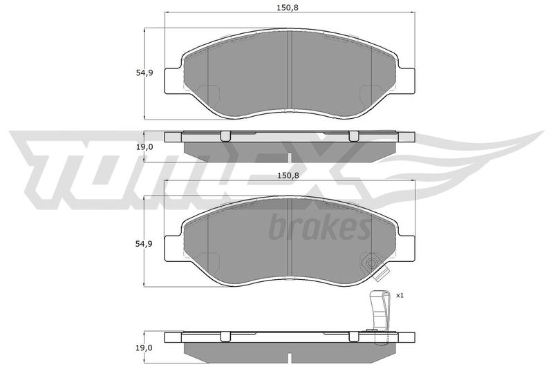 Комплект гальмівних накладок, дискове гальмо TOMEX Brakes TX 14-61