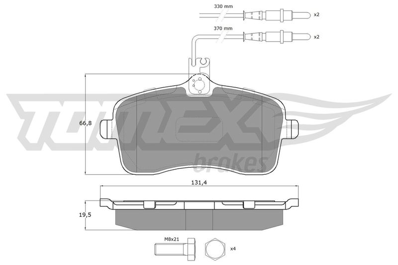 Комплект гальмівних накладок, дискове гальмо TOMEX Brakes TX 14-67