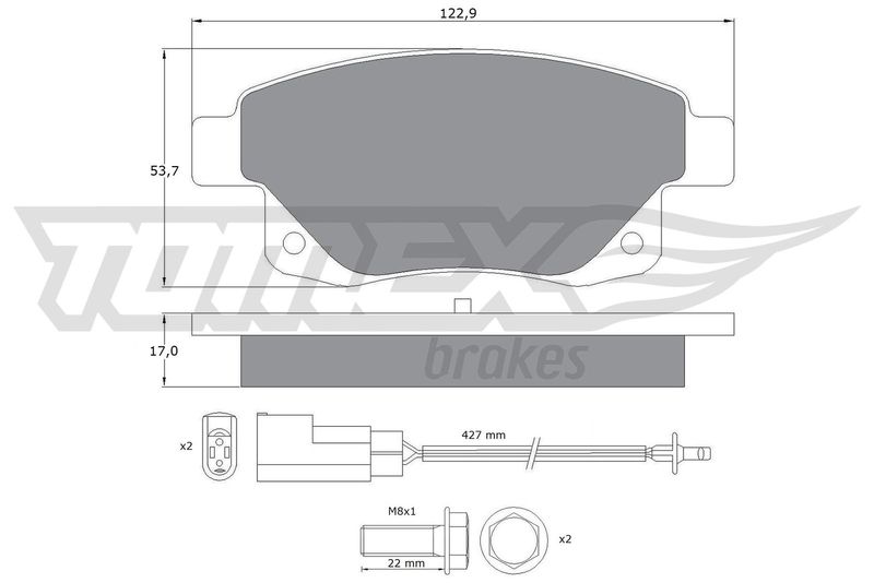 Stabdžių trinkelių rinkinys, diskinis stabdys TOMEX Brakes TX 14-75