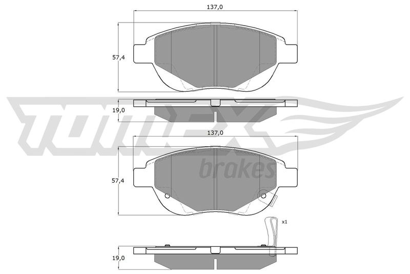 Brake Pad Set, disc brake TOMEX Brakes TX 14-86