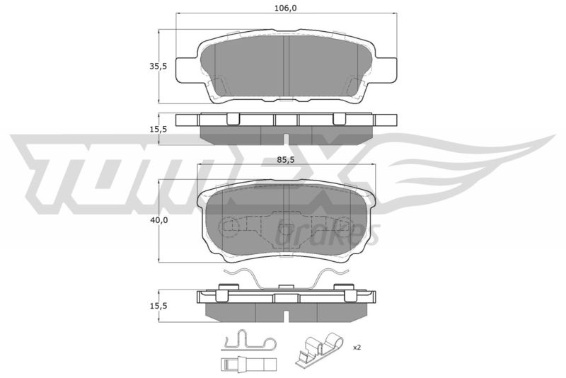 Комплект гальмівних накладок, дискове гальмо TOMEX Brakes TX 14-87