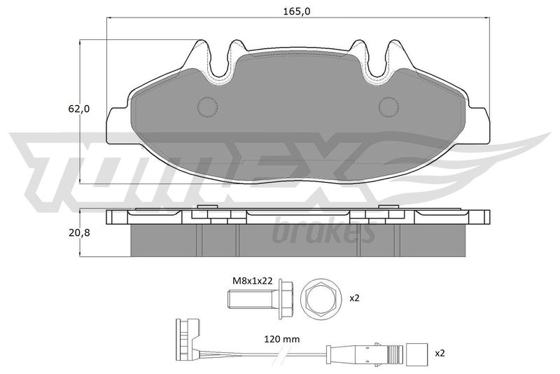 Stabdžių trinkelių rinkinys, diskinis stabdys TOMEX Brakes TX 15-02