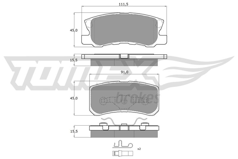 Stabdžių trinkelių rinkinys, diskinis stabdys TOMEX Brakes TX 15-04