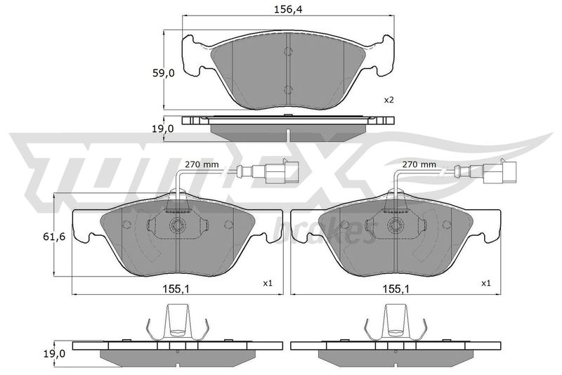 Stabdžių trinkelių rinkinys, diskinis stabdys TOMEX Brakes TX 15-05