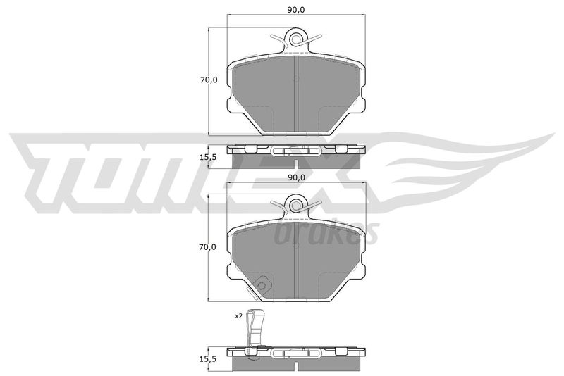 Stabdžių trinkelių rinkinys, diskinis stabdys TOMEX Brakes TX 15-07