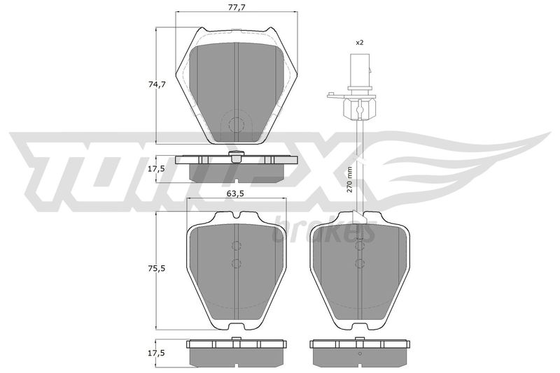 Stabdžių trinkelių rinkinys, diskinis stabdys TOMEX Brakes TX 15-12