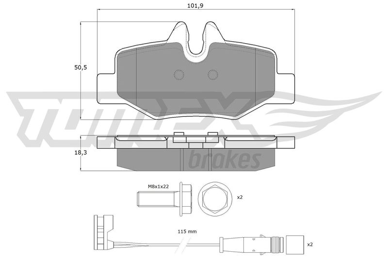 Комплект гальмівних накладок, дискове гальмо TOMEX Brakes TX 15-13