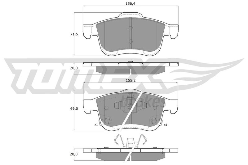 Stabdžių trinkelių rinkinys, diskinis stabdys TOMEX Brakes TX 15-251