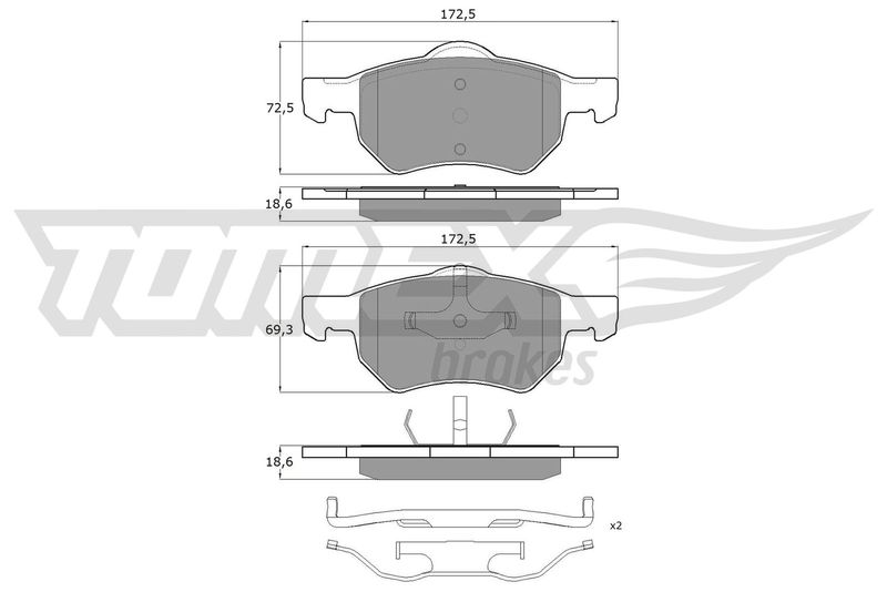 Stabdžių trinkelių rinkinys, diskinis stabdys TOMEX Brakes TX 15-30