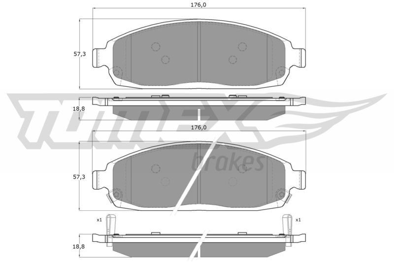 Stabdžių trinkelių rinkinys, diskinis stabdys TOMEX Brakes TX 15-52