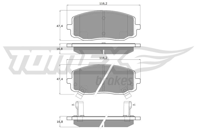 Комплект гальмівних накладок, дискове гальмо TOMEX Brakes TX 15-74