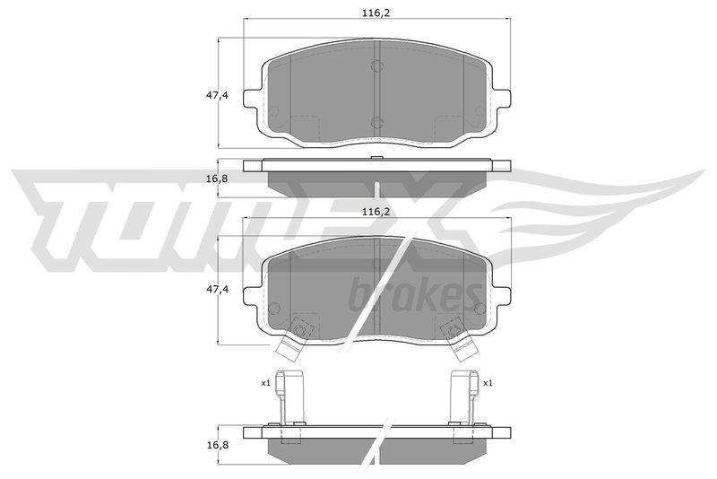 Brake Pad Set, disc brake TOMEX Brakes TX 15-74