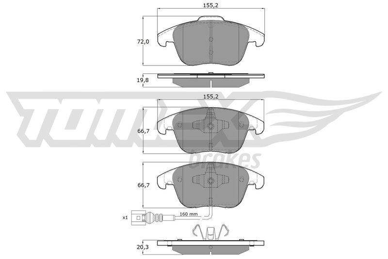 Brake Pad Set, disc brake TOMEX Brakes TX 15-82