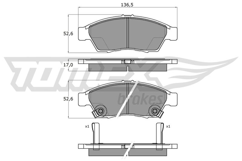 Stabdžių trinkelių rinkinys, diskinis stabdys TOMEX Brakes TX 16-08