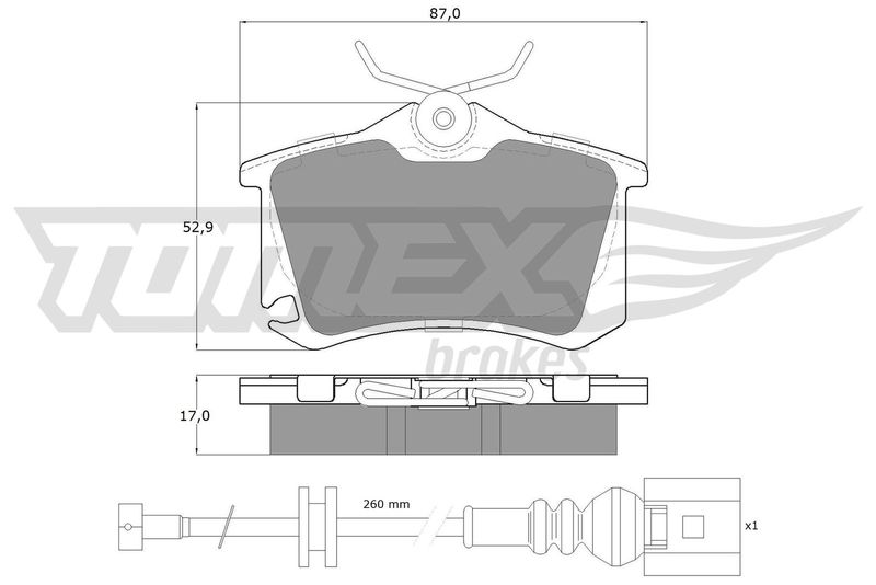 Комплект гальмівних накладок, дискове гальмо TOMEX Brakes TX 16-15