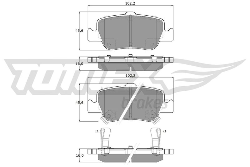 Комплект гальмівних накладок, дискове гальмо TOMEX Brakes TX 16-29