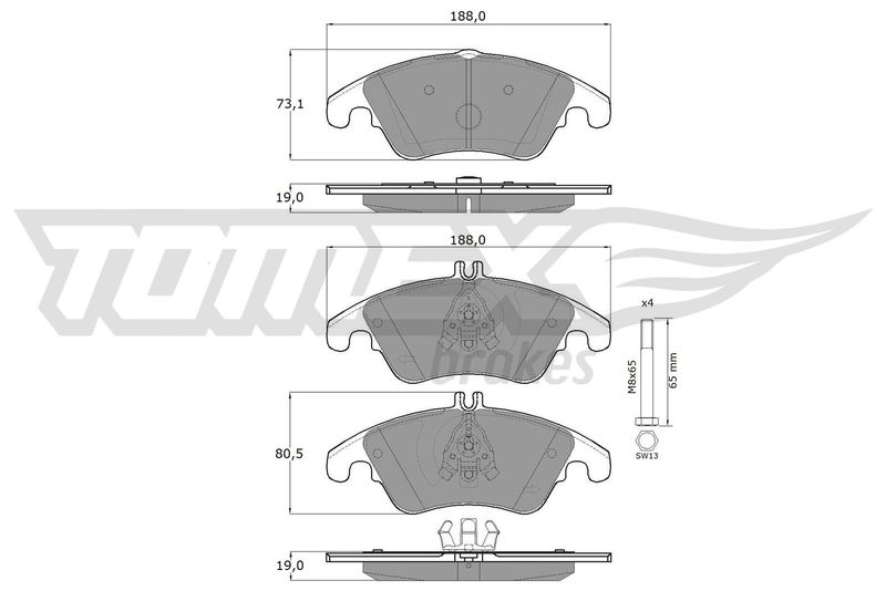 Brake Pad Set, disc brake TOMEX Brakes TX 16-31