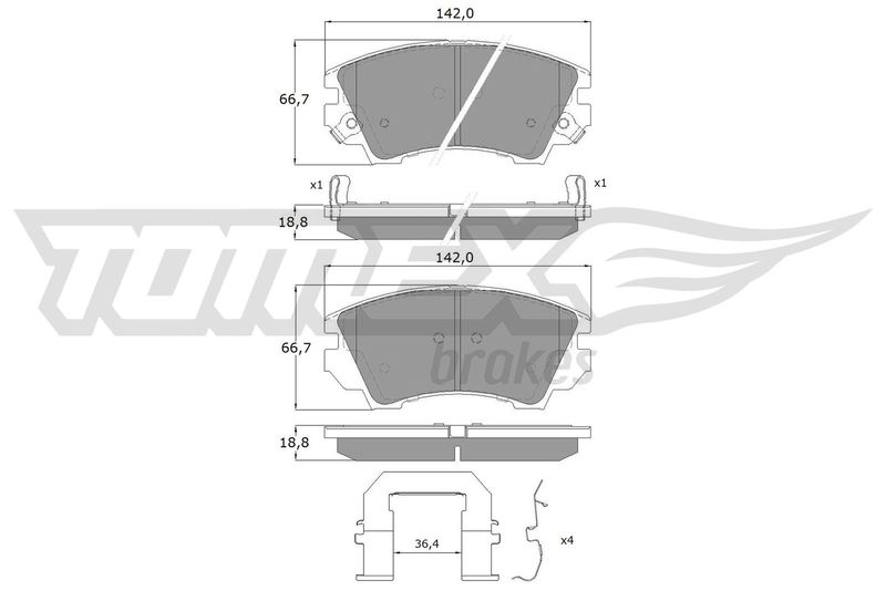 Brake Pad Set, disc brake TOMEX Brakes TX 16-34