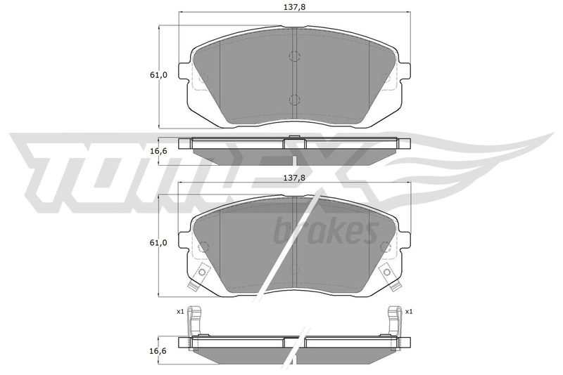 Stabdžių trinkelių rinkinys, diskinis stabdys TOMEX Brakes TX 16-44