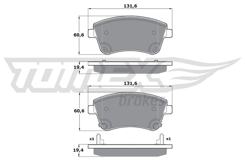 Stabdžių trinkelių rinkinys, diskinis stabdys TOMEX Brakes TX 16-53