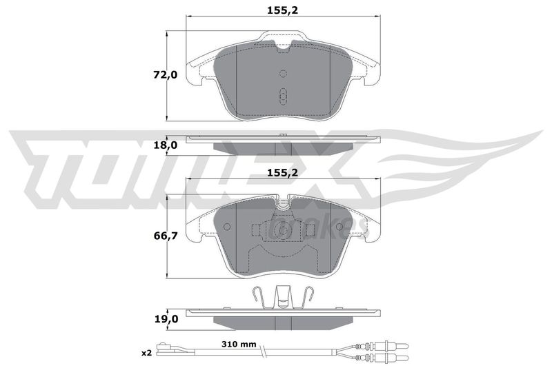 Stabdžių trinkelių rinkinys, diskinis stabdys TOMEX Brakes TX 16-55