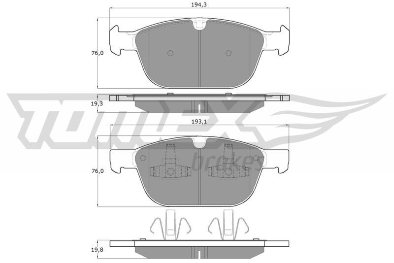 Stabdžių trinkelių rinkinys, diskinis stabdys TOMEX Brakes TX 16-57