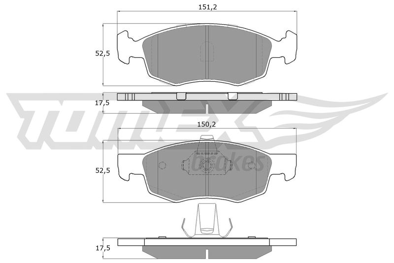 Stabdžių trinkelių rinkinys, diskinis stabdys TOMEX Brakes TX 16-61