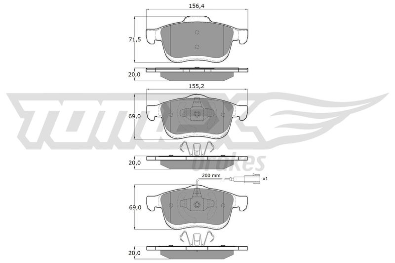 Stabdžių trinkelių rinkinys, diskinis stabdys TOMEX Brakes TX 16-63