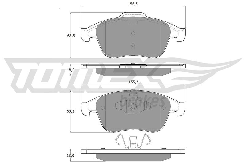 Stabdžių trinkelių rinkinys, diskinis stabdys TOMEX Brakes TX 16-65