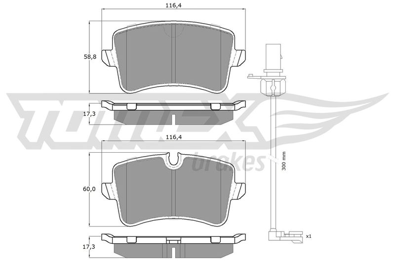 Stabdžių trinkelių rinkinys, diskinis stabdys TOMEX Brakes TX 16-81