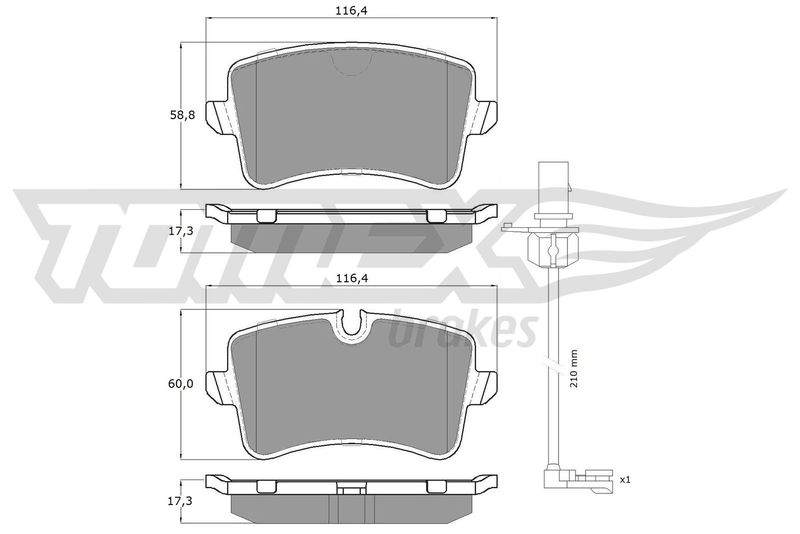 Stabdžių trinkelių rinkinys, diskinis stabdys TOMEX Brakes TX 16-82