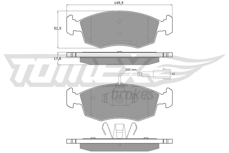 Stabdžių trinkelių rinkinys, diskinis stabdys TOMEX Brakes TX 16-88