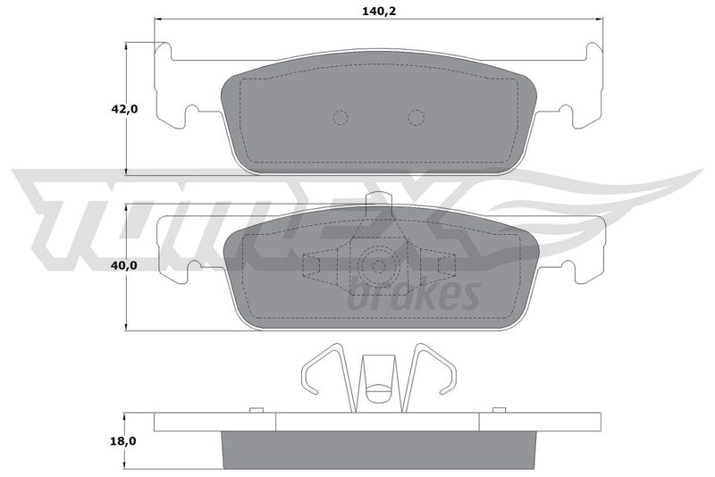 Комплект гальмівних накладок, дискове гальмо TOMEX Brakes TX 16-94