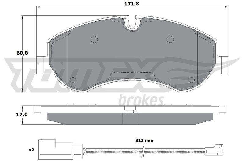 Комплект гальмівних накладок, дискове гальмо TOMEX Brakes TX 16-95