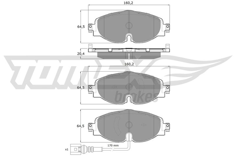 Stabdžių trinkelių rinkinys, diskinis stabdys TOMEX Brakes TX 16-97