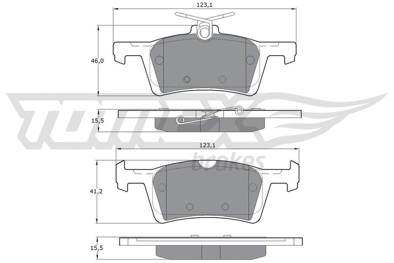 Stabdžių trinkelių rinkinys, diskinis stabdys TOMEX Brakes TX 17-02