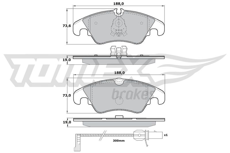 Комплект гальмівних накладок, дискове гальмо TOMEX Brakes TX 17-13