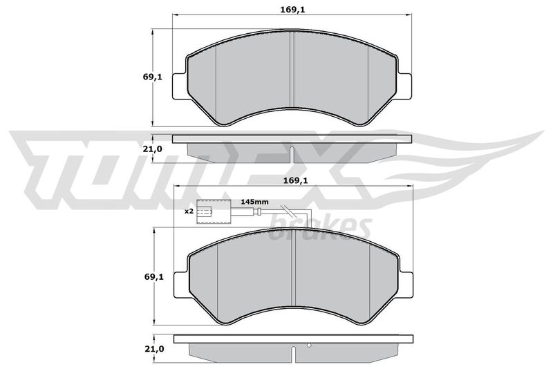 Stabdžių trinkelių rinkinys, diskinis stabdys TOMEX Brakes TX 17-19