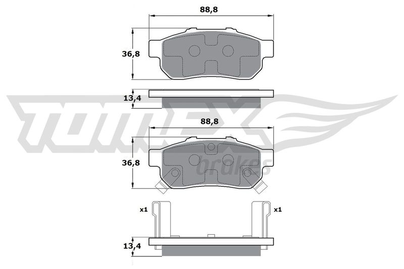 Комплект гальмівних накладок, дискове гальмо TOMEX Brakes TX 17-22