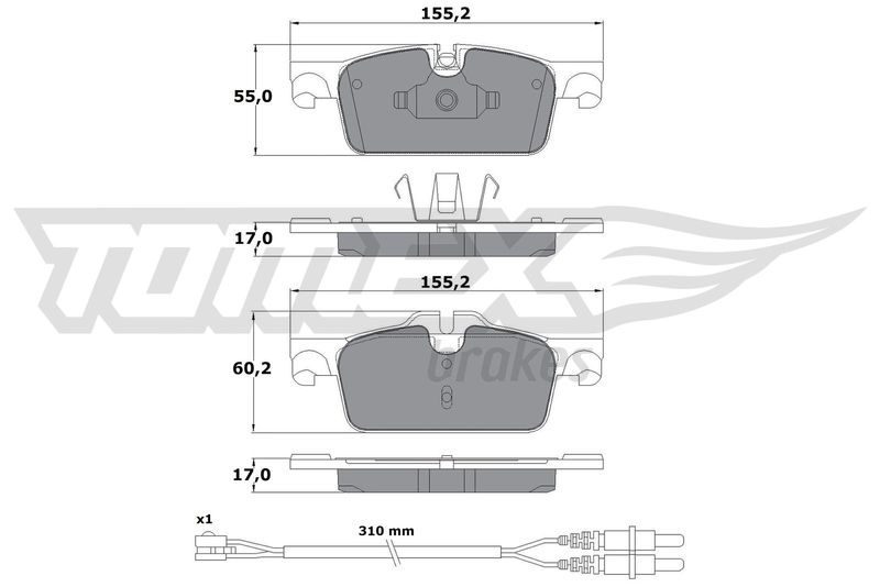 Stabdžių trinkelių rinkinys, diskinis stabdys TOMEX Brakes TX 17-31