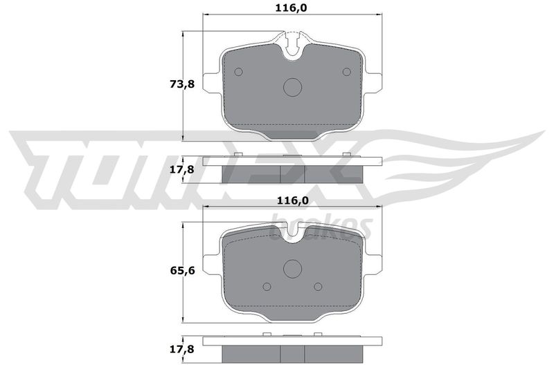 Stabdžių trinkelių rinkinys, diskinis stabdys TOMEX Brakes TX 17-36