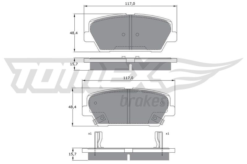 Stabdžių trinkelių rinkinys, diskinis stabdys TOMEX Brakes TX 17-45