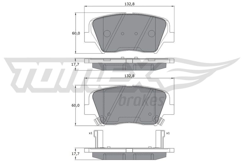 Stabdžių trinkelių rinkinys, diskinis stabdys TOMEX Brakes TX 17-46