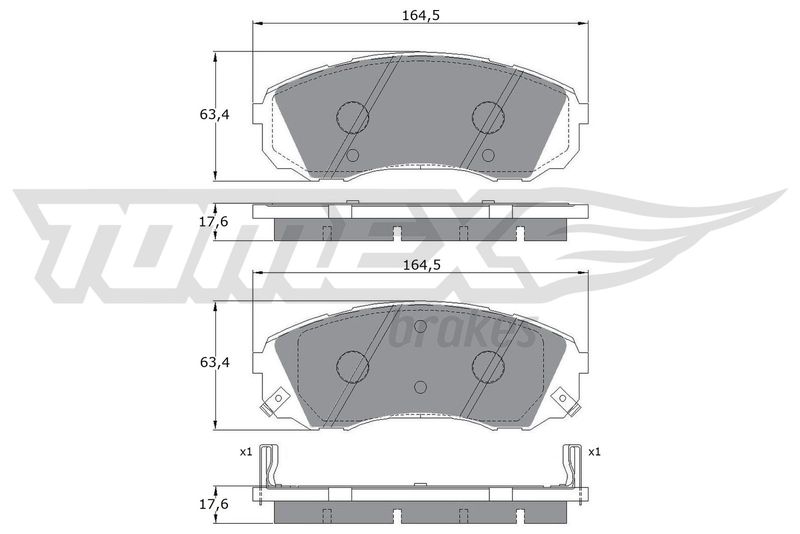 Stabdžių trinkelių rinkinys, diskinis stabdys TOMEX Brakes TX 17-49