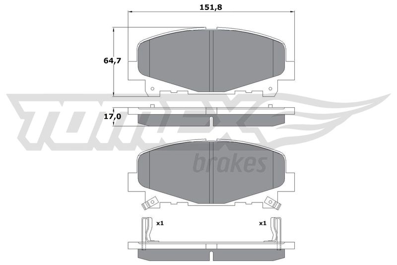 Комплект гальмівних накладок, дискове гальмо TOMEX Brakes TX 17-52