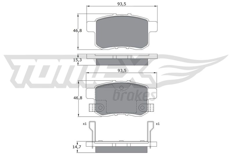 Комплект гальмівних накладок, дискове гальмо TOMEX Brakes TX 17-54