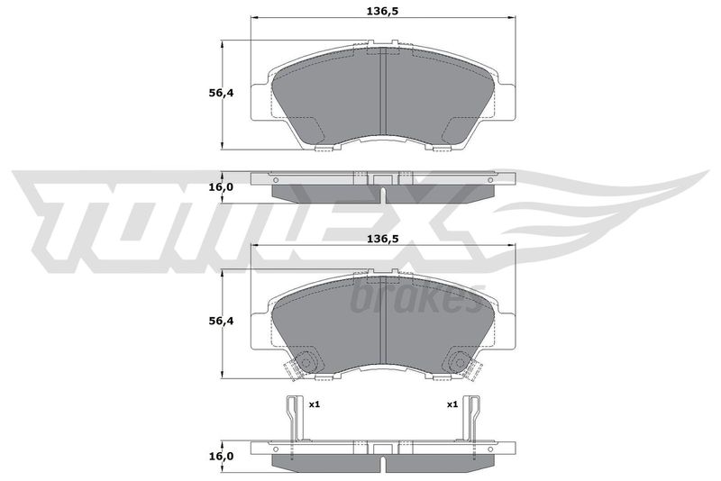 Stabdžių trinkelių rinkinys, diskinis stabdys TOMEX Brakes TX 17-55