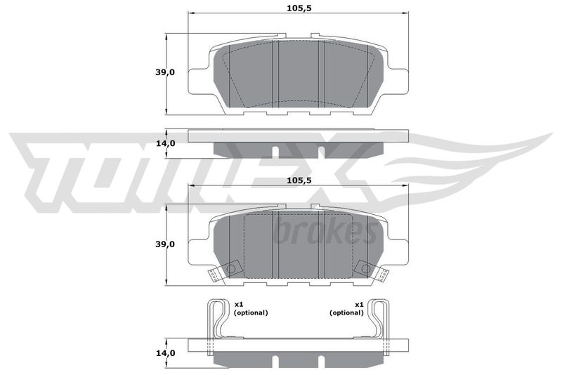 Комплект гальмівних накладок, дискове гальмо TOMEX Brakes TX 17-57