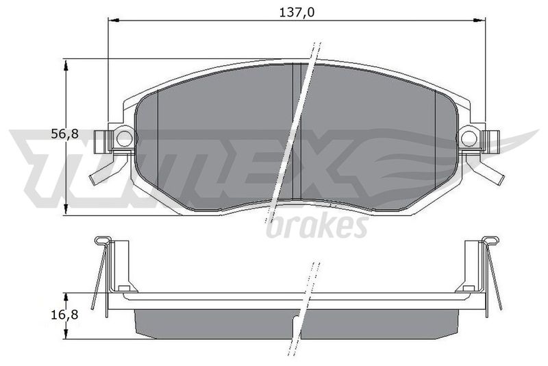 Комплект гальмівних накладок, дискове гальмо TOMEX Brakes TX 17-65