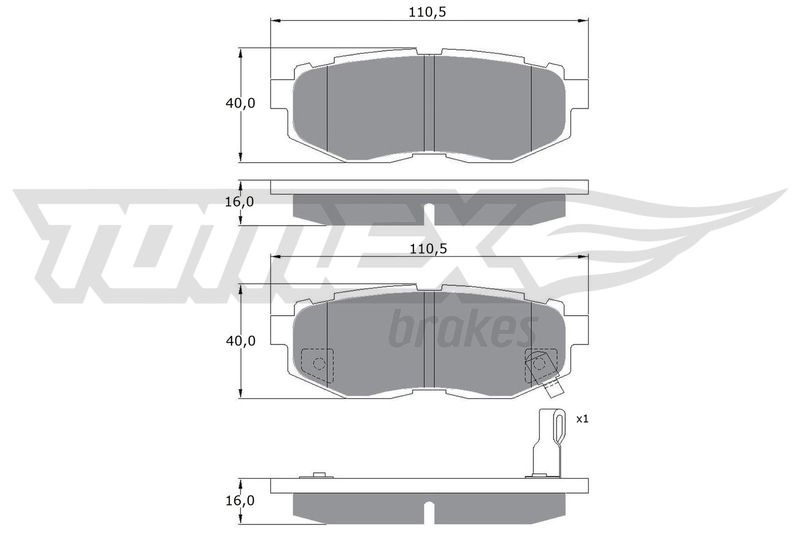 Комплект гальмівних накладок, дискове гальмо TOMEX Brakes TX 17-66